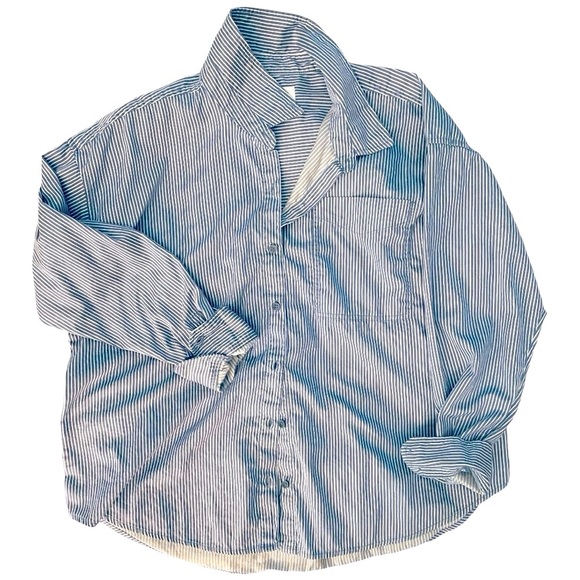 American Eagle Outfitters Tops - American Eagle Navy Stripped Button Down Boyfriend Shirt Size Large